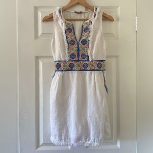 Calypso St Barth white cotton boho dress with embroidered trim